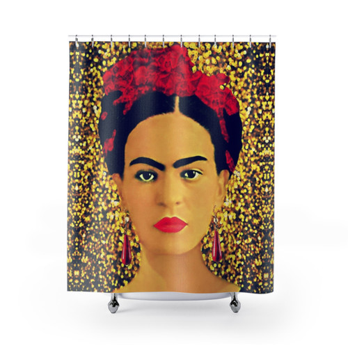 Frida Kahlo Inspired Gold Shower Curtain