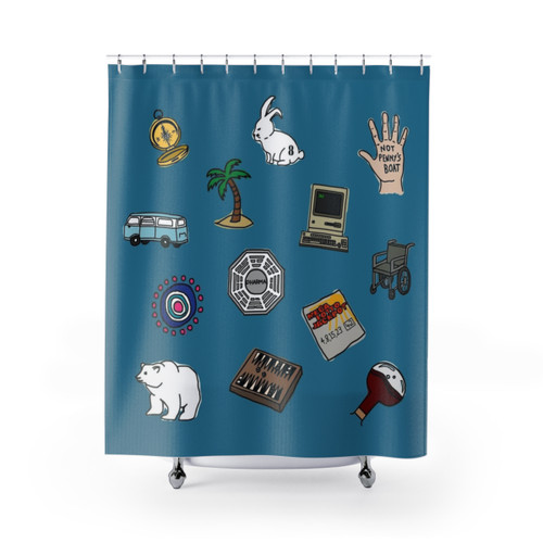 Lost Dharma Initiative Themed Shower Curtain