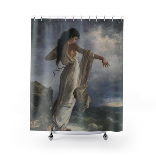 Renaissance Shower Curtains featuring 'Death of Sappho' by Miguel Carbonell Selva
