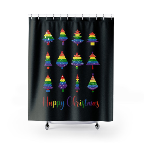 LGBTQ+ Christmas Shower Curtains