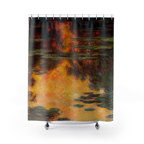 Claude Monet Water Lilies Sunset Effect Shower Curtain
