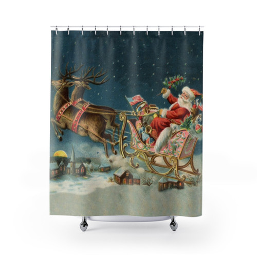 Holiday Reindeer Sleigh Shower Curtains