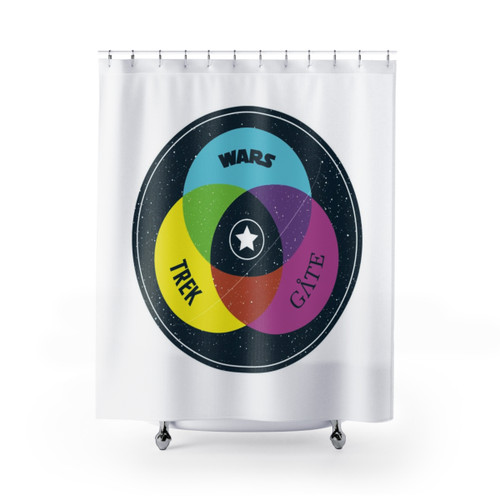 Starry Trinity Sci-Fi Shower Curtains