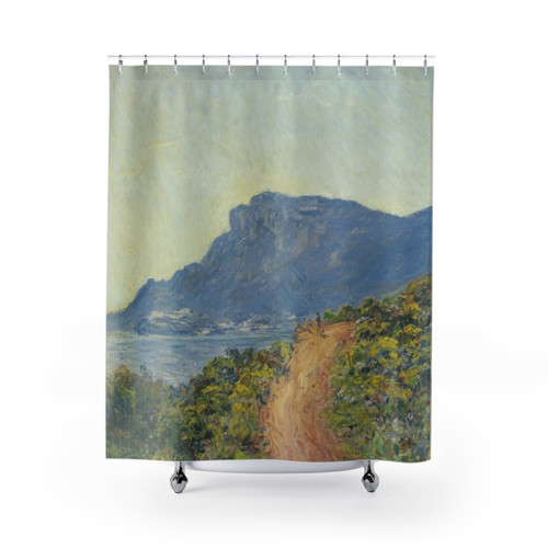 Impressionist Shower Curtains featuring La Corniche near Monaco by Claude Monet