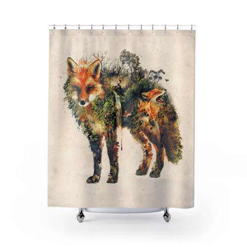 Surreal nature art featuring a fox in the forest