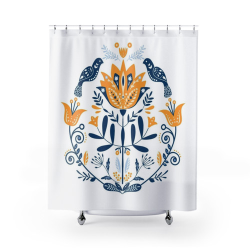 Scandinavian Folk Art Shower Curtain