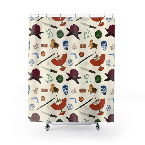 Colorful Avatar the Last Airbender themed shower curtain