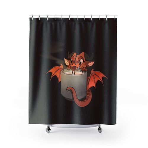 Coffee Dragon Shower Curtain featuring a whimsical dragon design