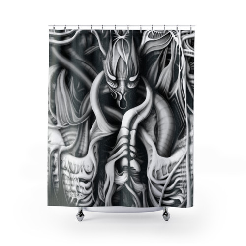 Surreal Alien Predator Horror Shower Curtain