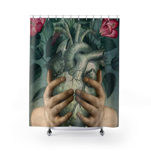 Green Heart Shower Curtain for Bathroom