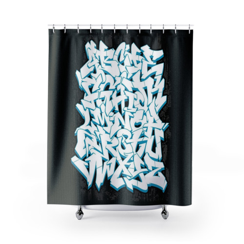 Graffiti alphabet shower curtains