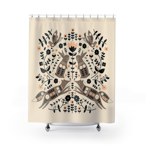 Woodland Folklore Shower Curtains with Nature Inspired Design
