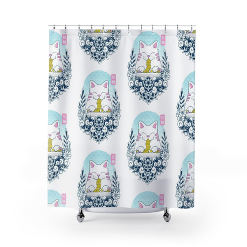 Ramen Cat Shower Curtain - Adorable Kitty Design
