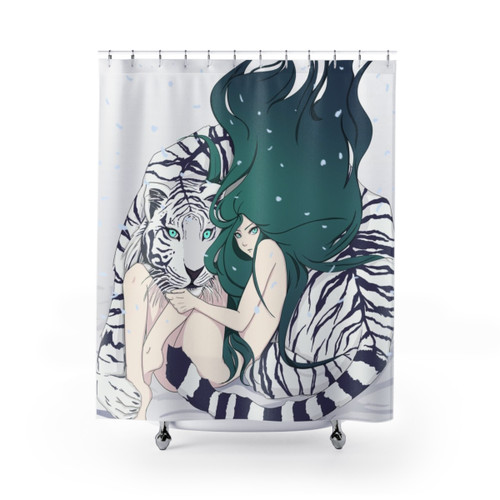 Frosty Goddess Anime Tiger Shower Curtains