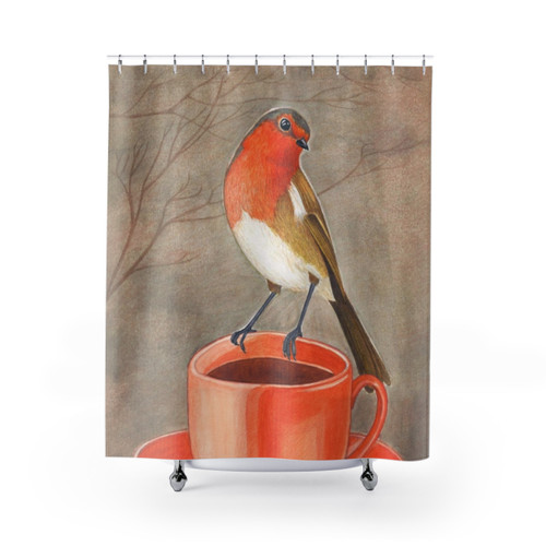 Cozy Coffee Lover Bird Shower Curtains