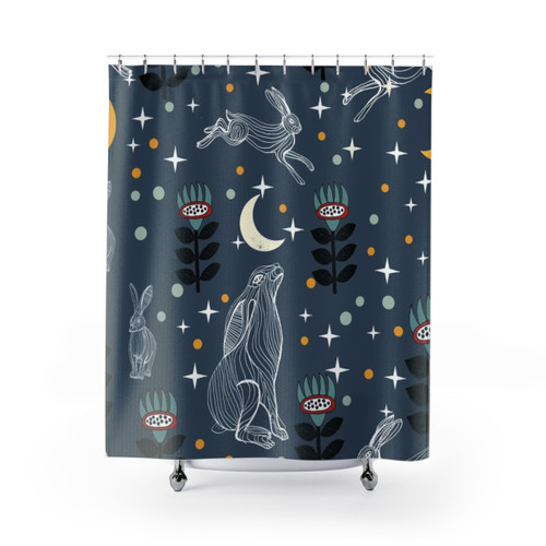 Hare Moon Shower Curtains - Whimsical Nature-Inspired Bathroom Decor