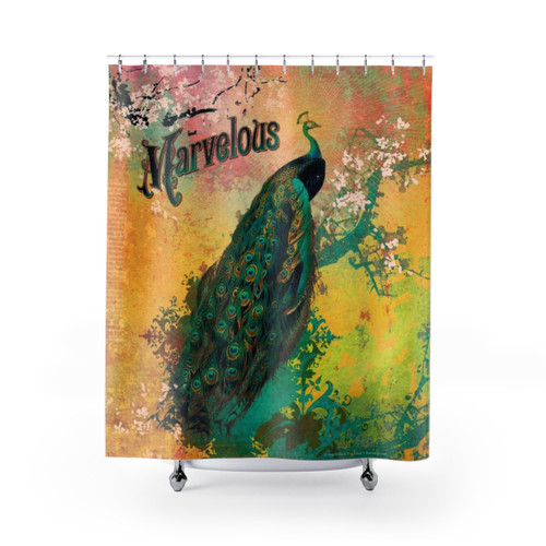 Colorful Shower Curtains with Peacock and Floral Designs