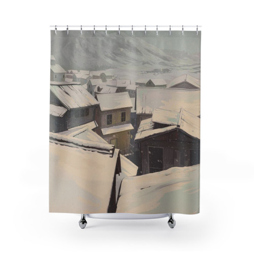 Winter Town Landscape Shower Curtains