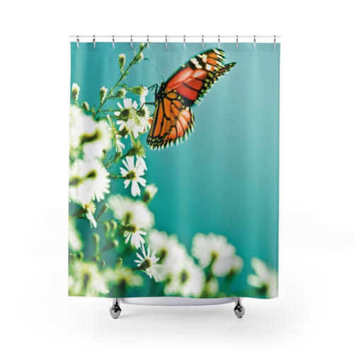Butterfly and Flower Nature Shower Curtain