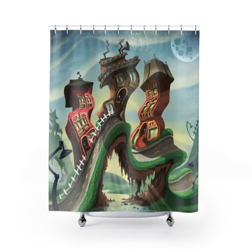Crazy City 4 Cityscape Shower Curtains