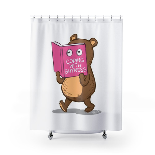 Shy Bear Shower Curtain for Introverted Readers