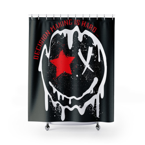Gamer-themed shower curtain with stylish design