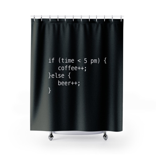 Coffee and Beer Code Shower Curtains for Developers