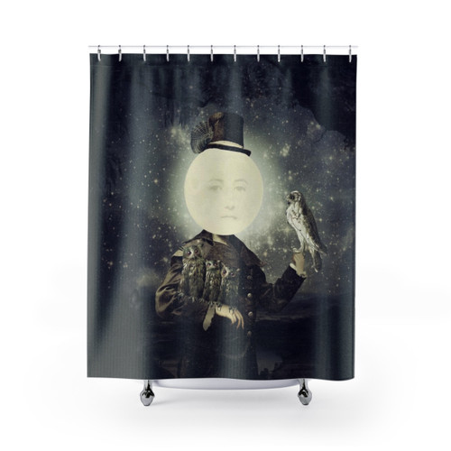 Full Moon Shower Curtains featuring Owls and Wolves