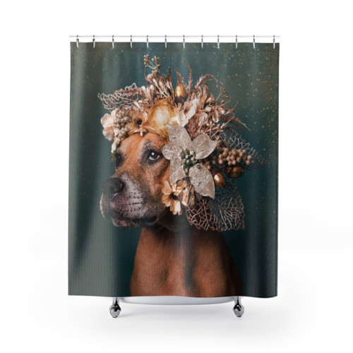 Flower Power Hope Shower Curtains featuring pit bulls and flowers