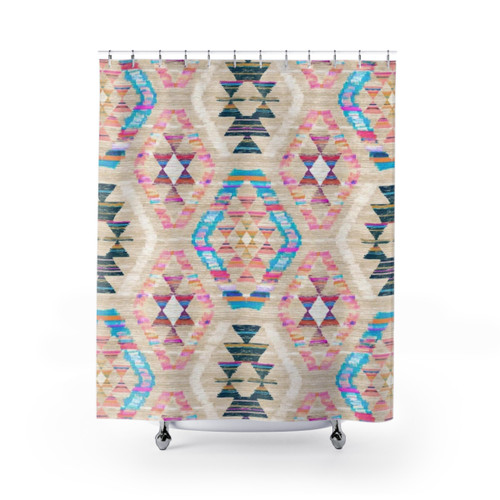 Textured Kilim Pattern Shower Curtains