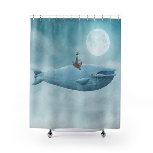 Whale Rider Shower Curtains - Surreal Digital Illustration