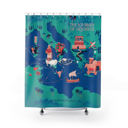 Odyssey Map Shower Curtains featuring the Journey of Odysseus