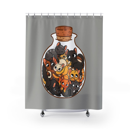 Cute cat shower curtain with playful kittens