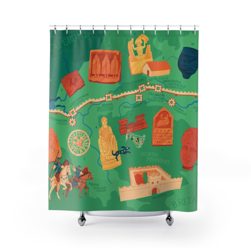 Hadrian's Wall Illustrated Map Shower Curtain