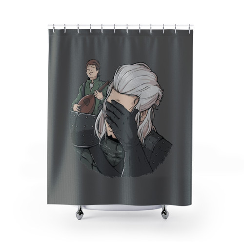 Geralt of Rivia from The Witcher facepalm meme shower curtain
