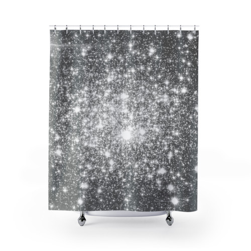 Galaxy Sparkle Stars Silver Gray Shower Curtains