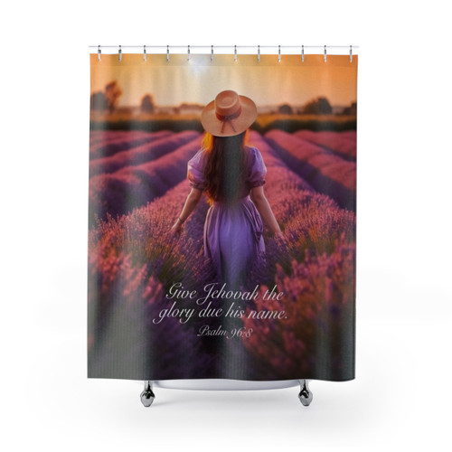 2025 Year Text Shower Curtains with Lavender Field Design