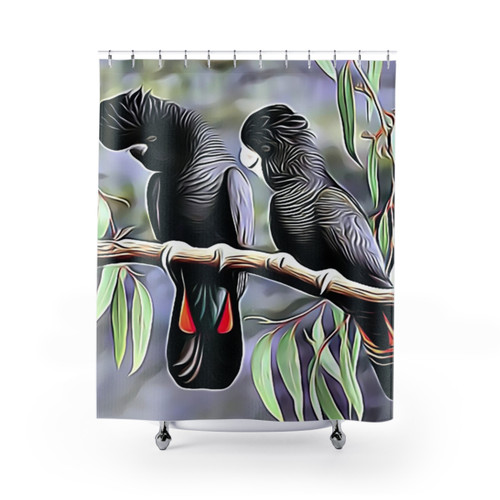 Red Tailed Black Cockatoo Shower Curtain