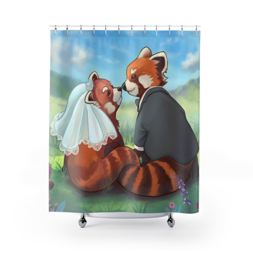 Cute Red Panda Couple Shower Curtains