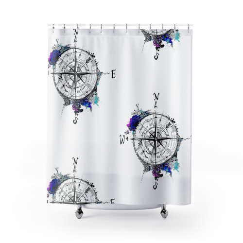 Wanderlust shower curtains with artistic world map design