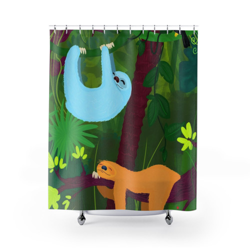 Tropical Sloth and Firefly Shower Curtains