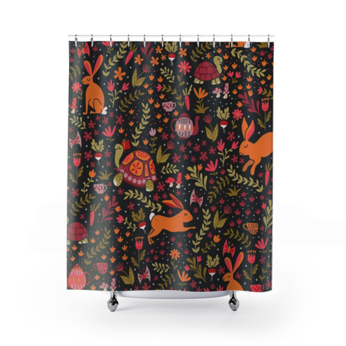Tortoise and Hare Patterned Shower Curtain