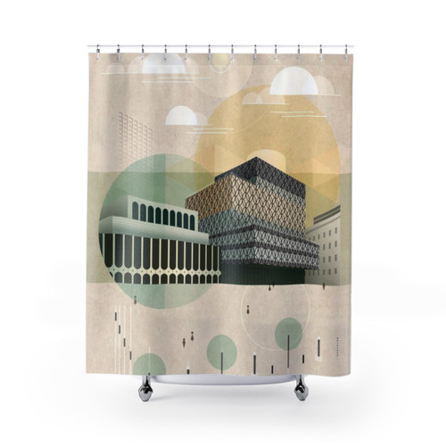 Centenary Square Shower Curtains - Birmingham Architecture Design