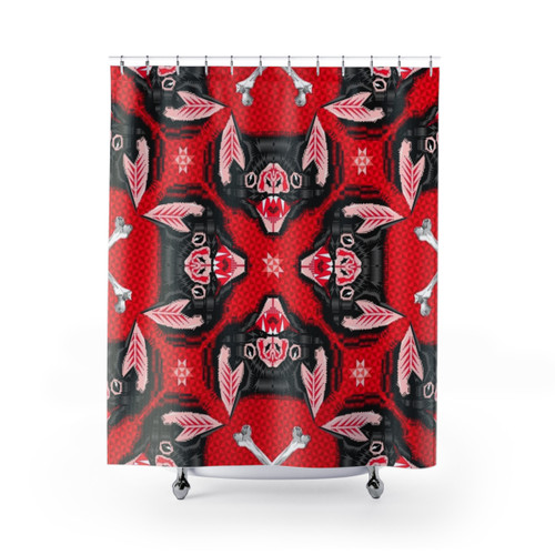 Bat Head Pattern Shower Curtains for Spooky Gothic Bathroom Decor
