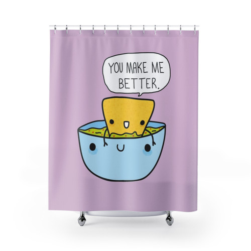 Chip and Dip Themed Shower Curtains for Foodie Bathrooms