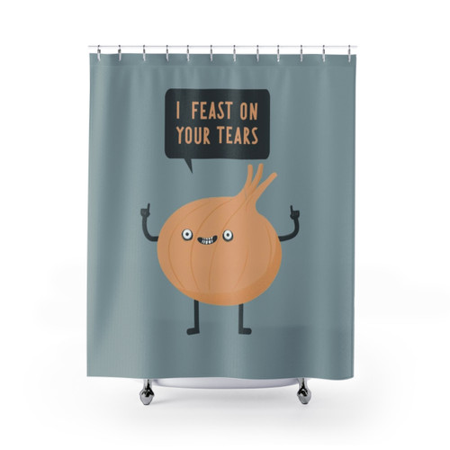 Funny Vegetable Shower Curtains with Onion Quote