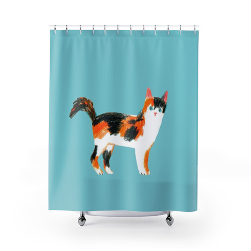 Calico Cat Print Shower Curtains