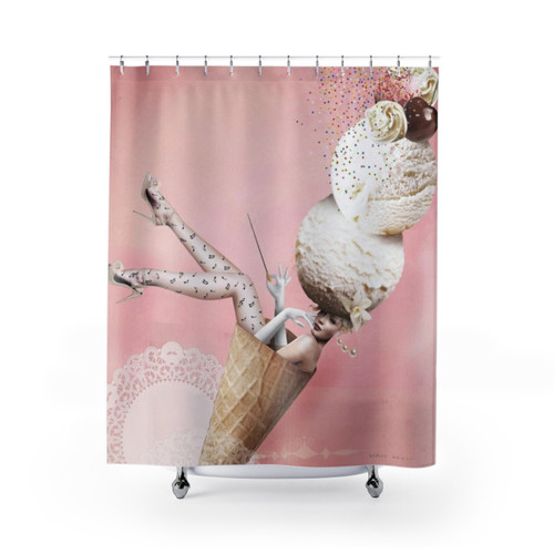 Vintage Ice Cream Girl Shower Curtain