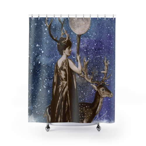 Winter Solstice Moon Goddess Shower Curtains