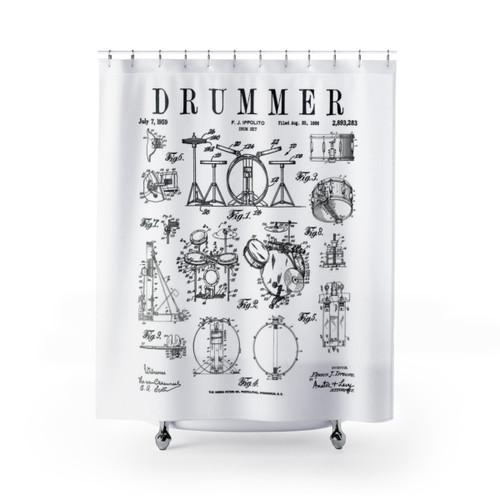 Vintage Drum Set Shower Curtains